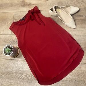 Banana republic small red top- tie neck- curved hem- first pic shows true color